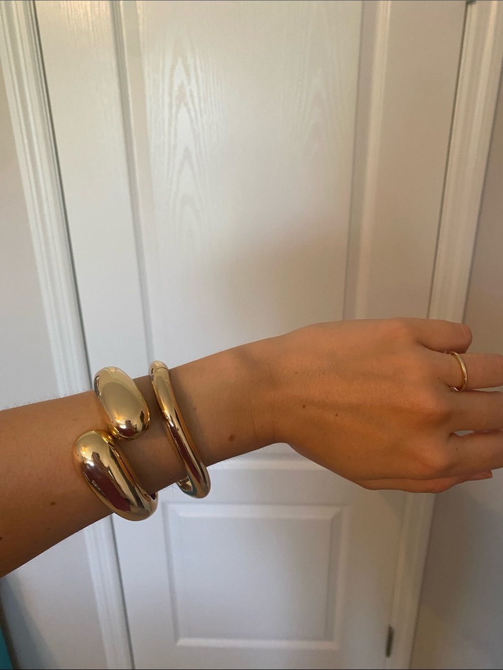 Chunky Gold Sculptural Cuff Bracelets - Petit Moments